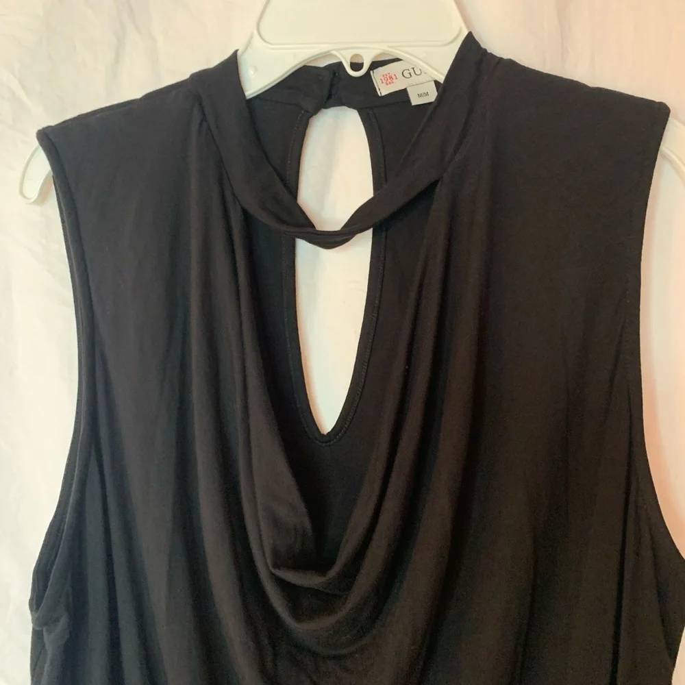 Guess sleeveless top cowl neckline M button back collar - Picture 2 of 10